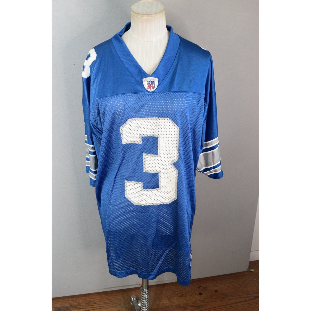 Reebok NFL Jersey L Blue Joey Harrington 3 Detroit Lions Men Football Vintage